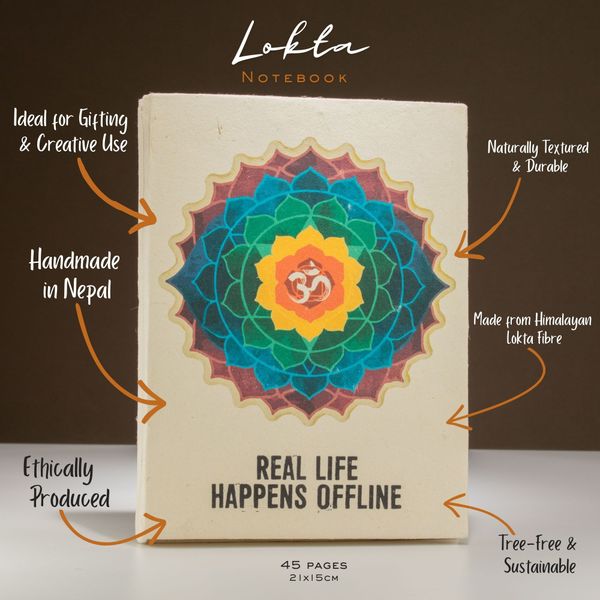 Grand carnet papier Lokta  « Real Life » - avec marque-page