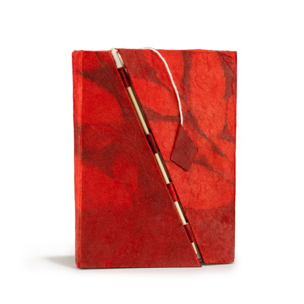 Med Lokta Bold Floral Bamboo Lock Notebook Lrg (15x12cm) - 45 leafs - Ruby