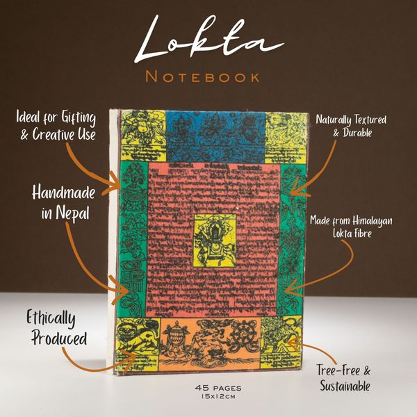 Med Lokta Traditional Prayer Flag Notebook Lrg (15x12cm) - 45 leafs - Natural