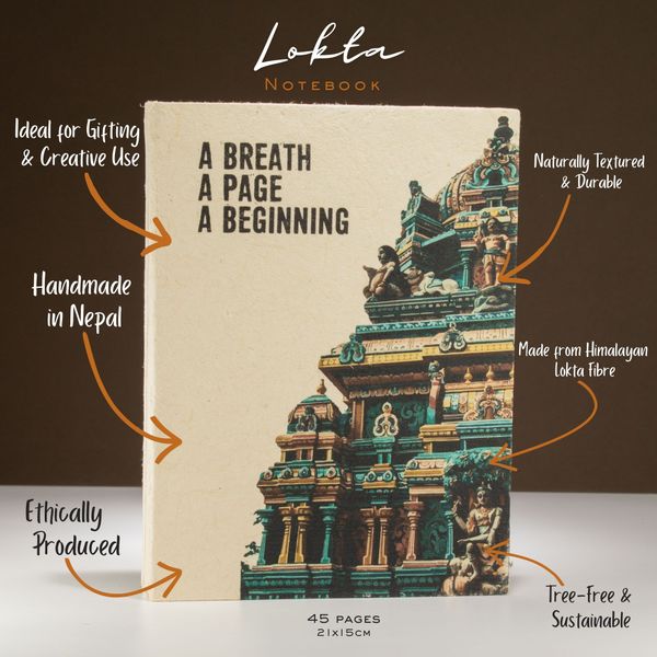Grand carnet papier Lokta  « A Breath » - avec marque-page