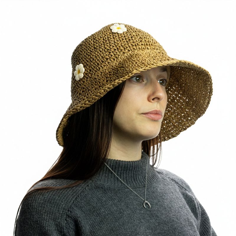 Chapeau de soleil en paille souple – Café & Marguerites