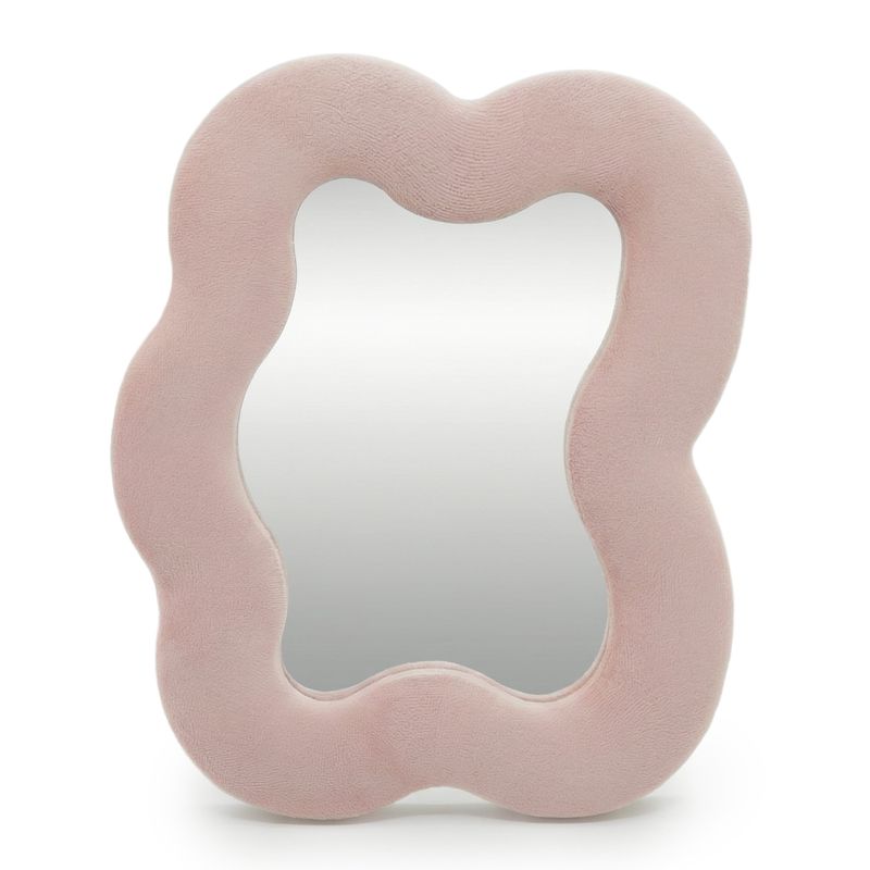 Miroir Ondulé Doux Carré Galet – Rose Poudré – 22,5 x 27 x 2,3 cm