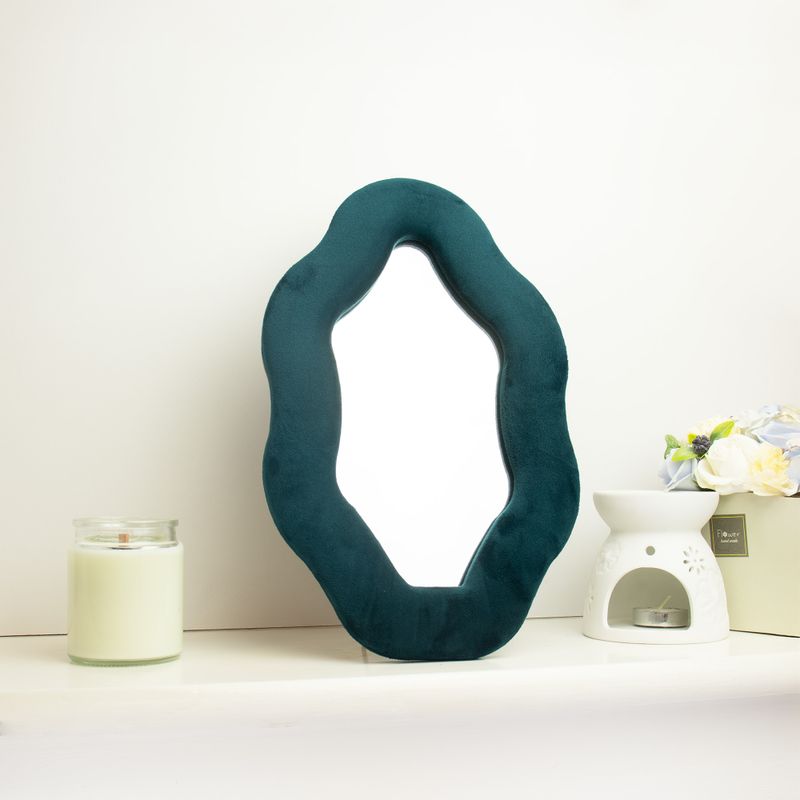 Miroir Ondulé Doux Ovale – Bleu Sarcelle – 20,5 x 32,5 x 2,3 cm