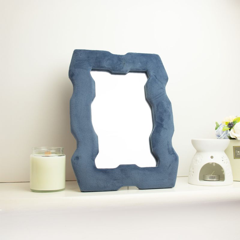Miroir Ondulé Doux Cadre Épais – Bleu  – 30,5 x 22,5 x 2,3 cm