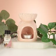 Brûleur à Huile - Tournesol en Céramique - Rose Pastel