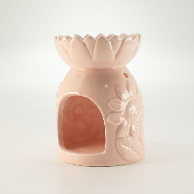 Brûleur à Huile - Tournesol en Céramique - Rose Pastel