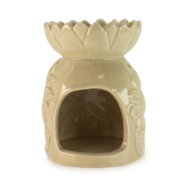 Brûleur D'huille - Tournesol en Céramique - Beige Pastel