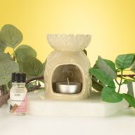 Brûleur D'huille - Tournesol en Céramique - Beige Pastel