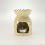 Brûleur D'huille - Tournesol en Céramique - Beige Pastel