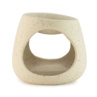 Brûleur Zen Galet Rond en Céramique - Blanc Cassé Moucheté