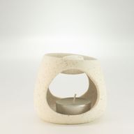 Brûleur Zen Galet Rond en Céramique - Blanc Cassé Moucheté