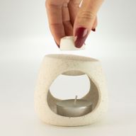 Brûleur Zen Galet Rond en Céramique - Blanc Cassé Moucheté