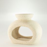 Brûleur Zen Galet Ovale en Céramique - Blanc Cassé Moucheté