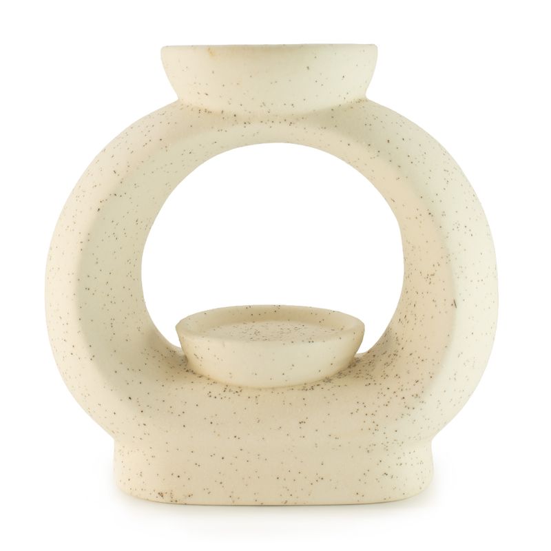 Brûleur Zen Grand Galet en Céramique - Blanc Cassé Moucheté