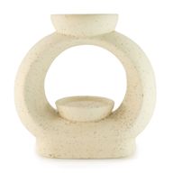 Brûleur Zen Grand Galet en Céramique - Blanc Cassé Moucheté