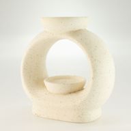 Brûleur Zen Grand Galet en Céramique - Blanc Cassé Moucheté