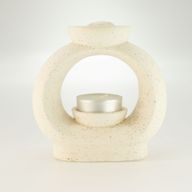 Brûleur Zen Grand Galet en Céramique - Blanc Cassé Moucheté