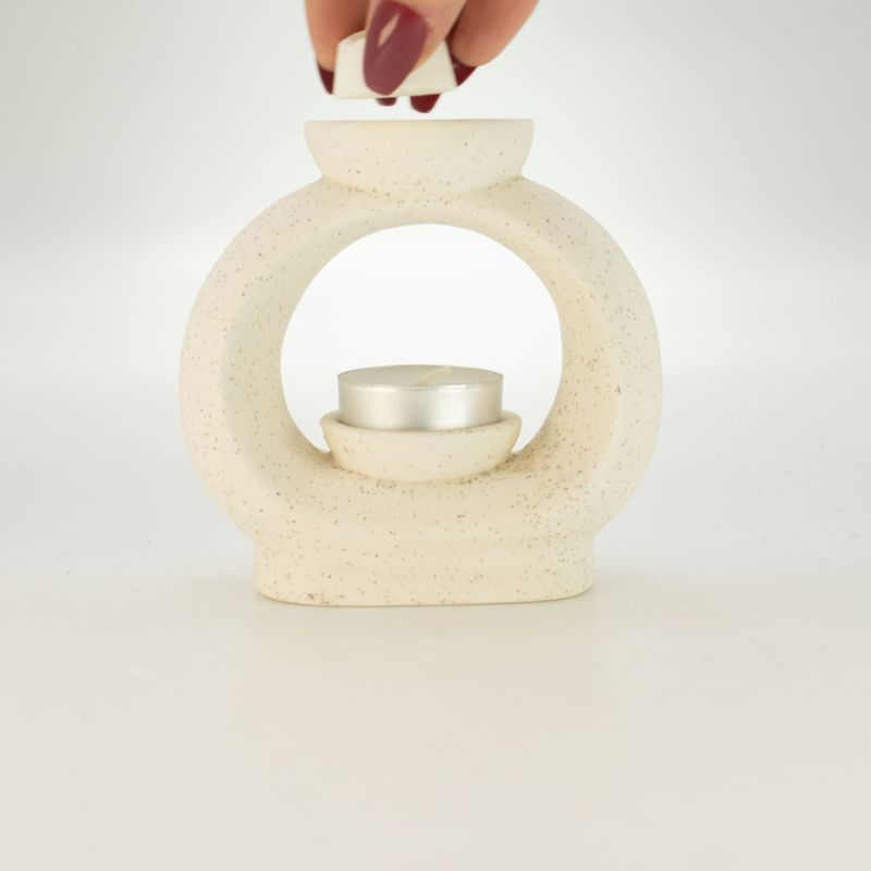 Brûleur Zen Grand Galet en Céramique - Blanc Cassé Moucheté