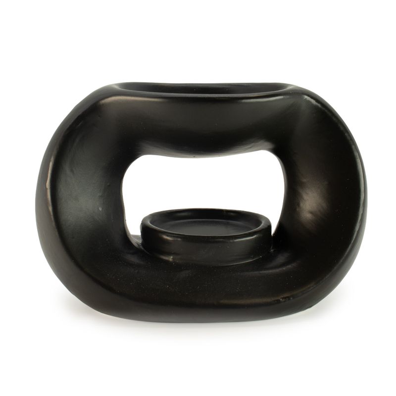 Brûleur Zen Galet Ovale Horizontal en Céramique - Noir Mat