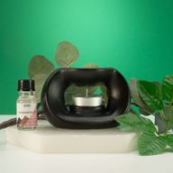 Brûleur Zen Galet Ovale Horizontal en Céramique - Noir Mat