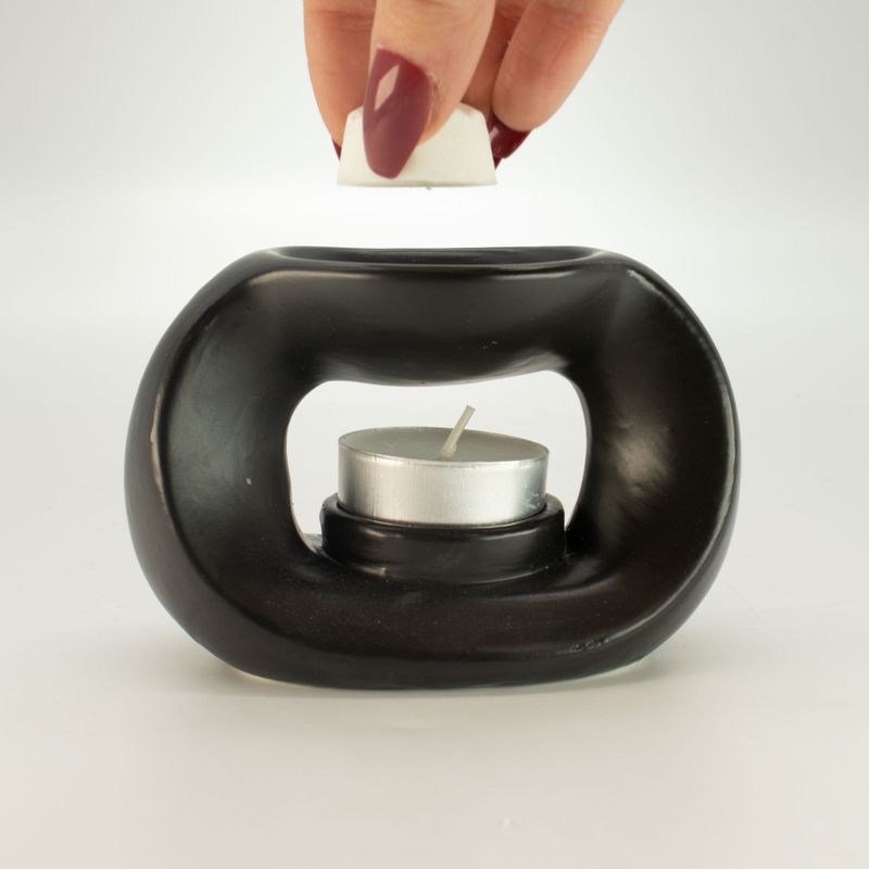 Brûleur Zen Galet Ovale Horizontal en Céramique - Noir Mat