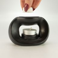 Brûleur Zen Galet Ovale Horizontal en Céramique - Noir Mat