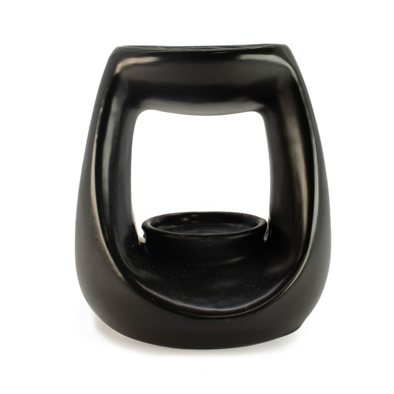 Brûleur Zen Galet Ovale en Céramique - Noir Mat