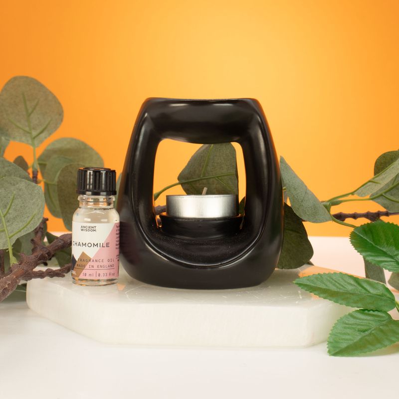 Brûleur Zen Galet Ovale en Céramique - Noir Mat