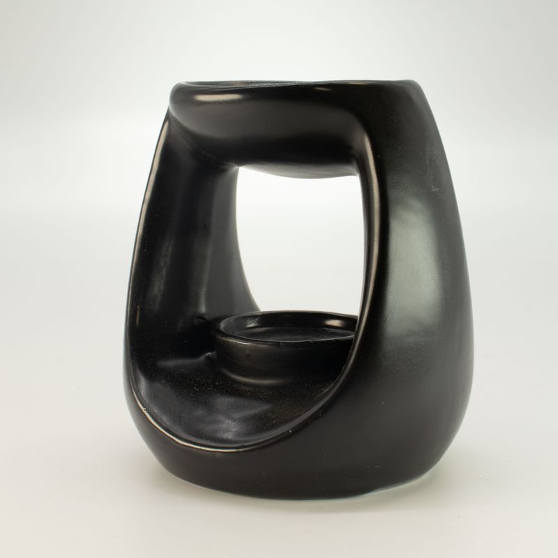 Brûleur Zen Galet Ovale en Céramique - Noir Mat