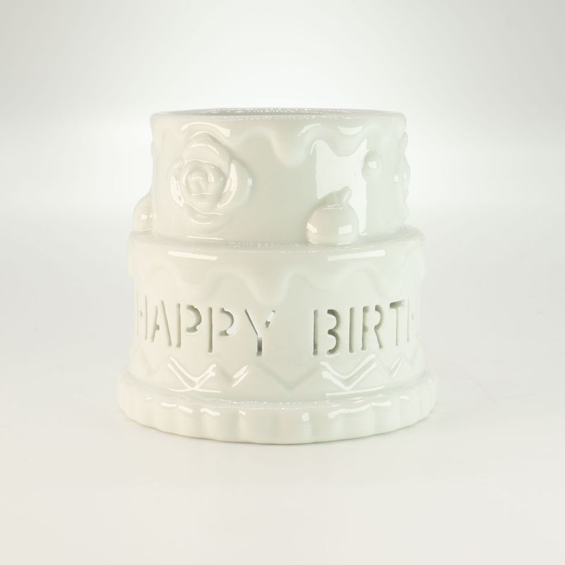Brûleur à Huile en Céramique Gâteau Anniversaire - Blanc