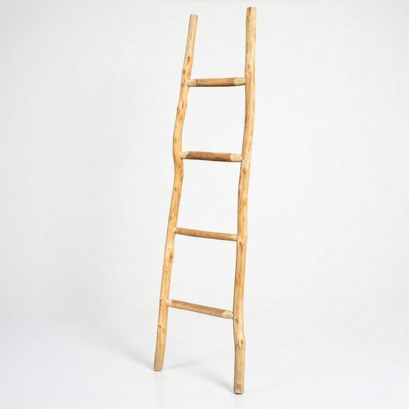 Grande Échelle Décorative en Bois Kemu - Style Japonais Naturel - 1,5 m