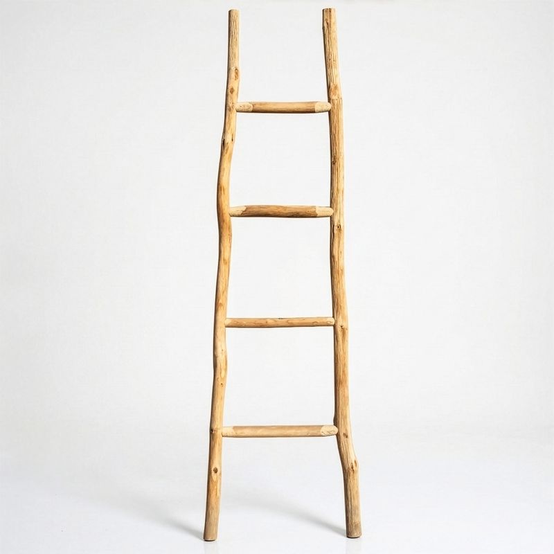Grande Échelle Décorative en Bois Kemu - Style Japonais Naturel - 1,5 m