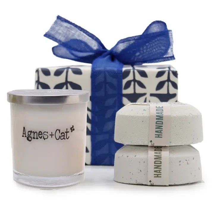 Coffret Cadeau - Violette de Parme (Bougie) + Sel Marin & Poupée Bleue (Bombe de Bain )