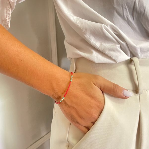 Bracelet Népalais en Pierre Extra-Fine - Perle Tribale en Corail