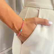 Bracelet Népalais en Pierre Extra-Fine - Corail Rose & Perles en Turquoise