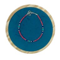 Bracelet Népalais en Pierre Extra-Fine - Corail Rose & Perles en Turquoise