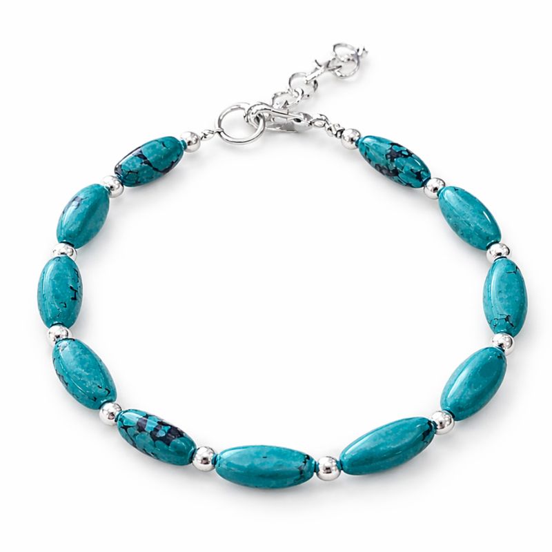 Parure Collier (50 cm) & Bracelet (17 cm) Turquoise Népalais