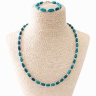 Parure Collier (50 cm) & Bracelet (17 cm) Turquoise Népalais