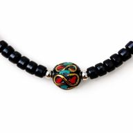 Parure Collier Om Onyx & Coralite Népalais (50 cm) & Bracelet (17 cm)