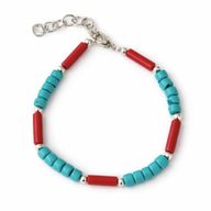 Parure Collier Perles Tribales Turquoise & Coralite Népalais & Bracelet