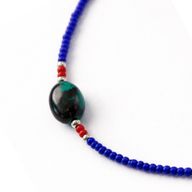 Collier Pendentif Lapis & Turquoise Népalais Fin (42 cm)