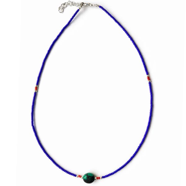 Collier Pendentif Lapis & Turquoise Népalais Fin (42 cm)