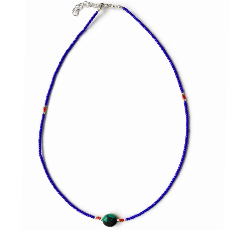 Collier Pendentif Lapis & Turquoise Népalais Fin (42 cm)