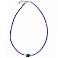 Collier Pendentif Lapis & Turquoise Népalais Fin (42 cm)