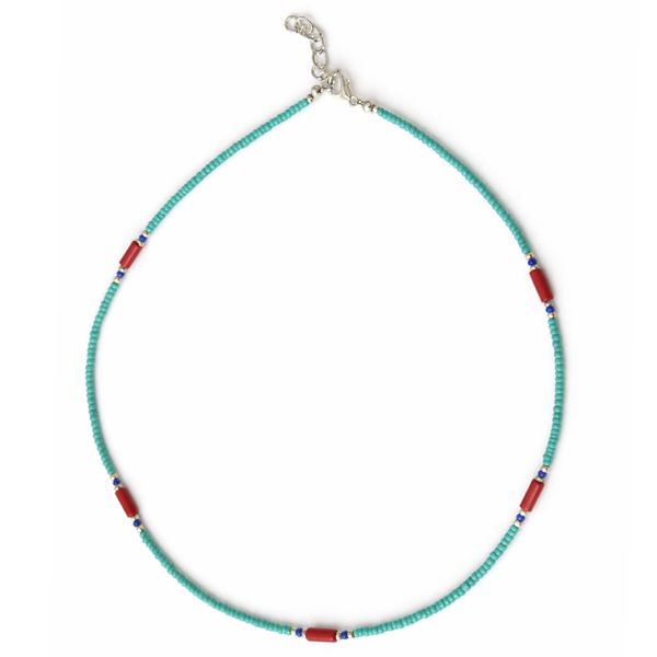 Collier Lapis, Turquoise & Coralite Népalais Fin (42 cm)