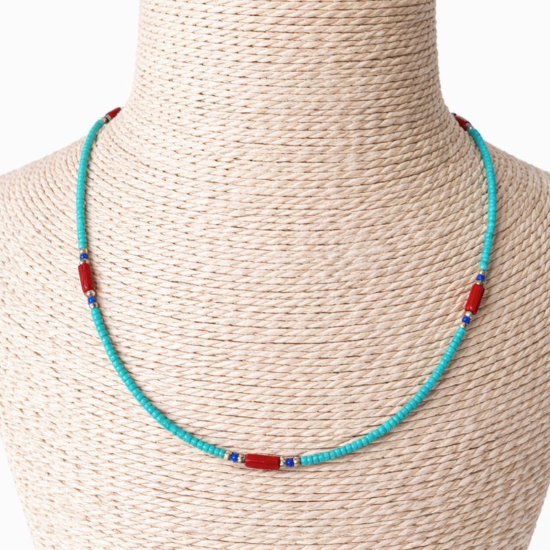 Collier Lapis, Turquoise & Coralite Népalais Fin (42 cm)
