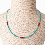 Collier Lapis, Turquoise & Coralite Népalais Fin (42 cm)