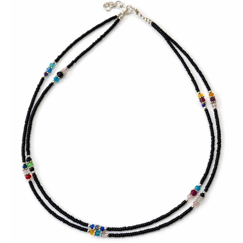 Collier Double Onyx Noir & Perles Facettées Népalais Fin (42 cm)