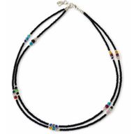 Collier Double Onyx Noir & Perles Facettées Népalais Fin (42 cm)