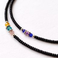 Collier Double Onyx Noir & Perles Facettées Népalais Fin (42 cm)